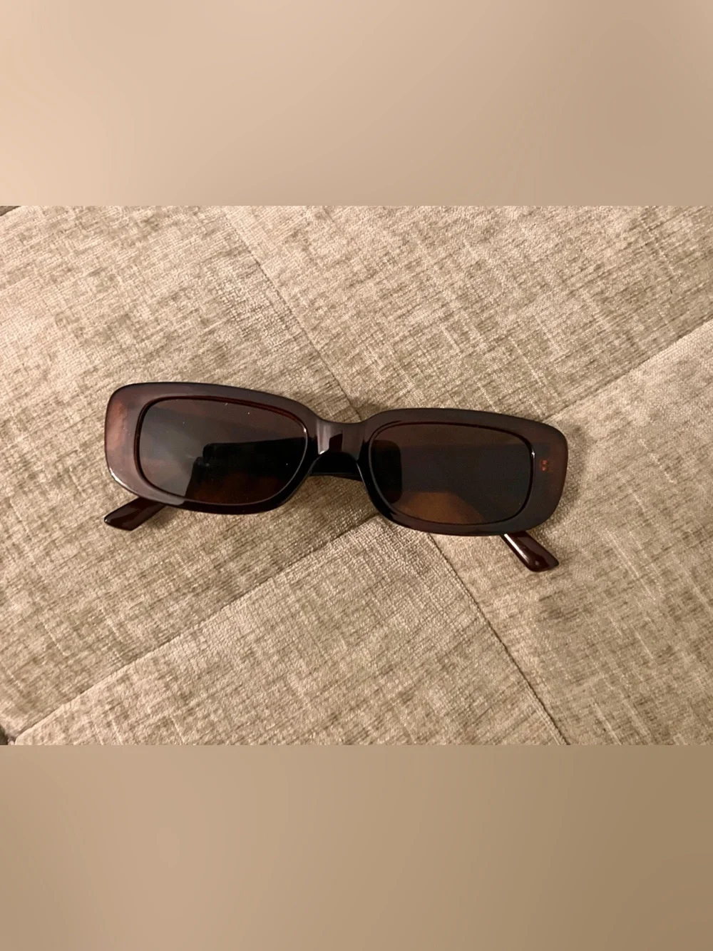 Retro Rectangular Brown Sunglasses